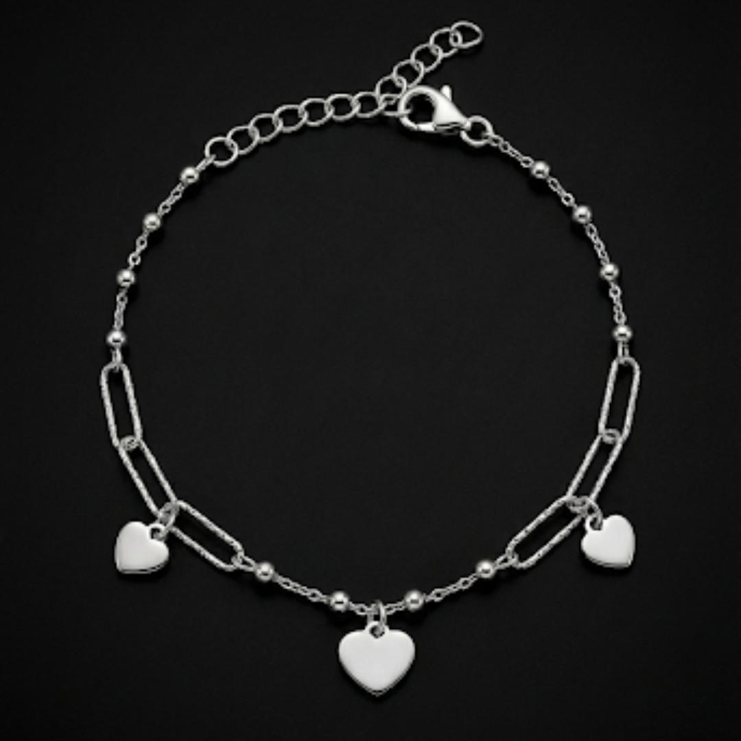 Heart Charm Minimal Silver Bracelet