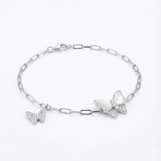 Butterfly Link Silver Bracelet