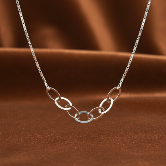 Flat Oval Silver Link Chain in 925 sterling silver