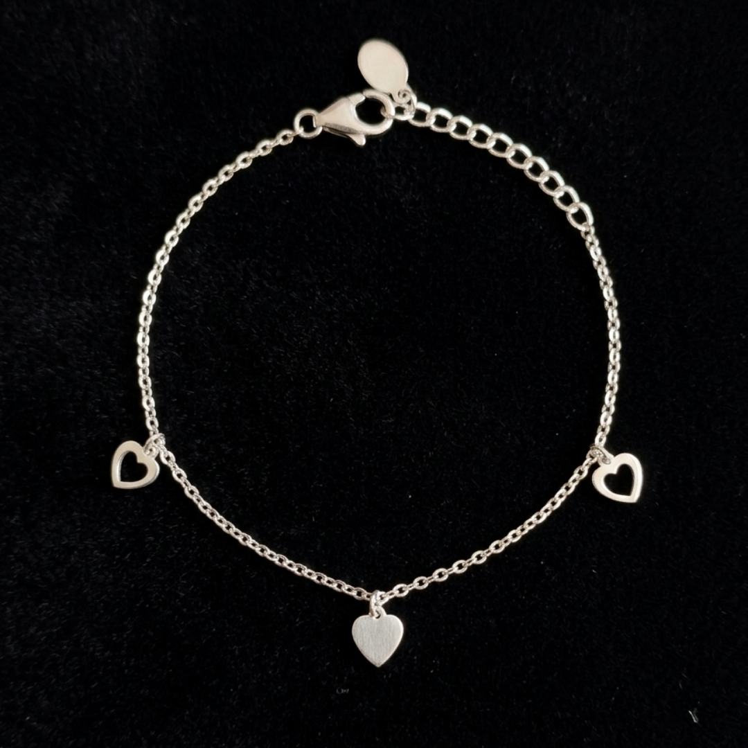 Fluttering Hearts Silver Bracelet