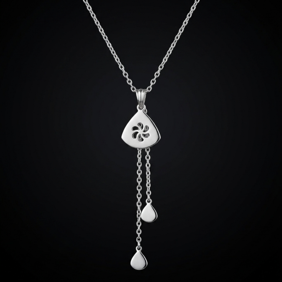 Mandala Silver Drop Pendant