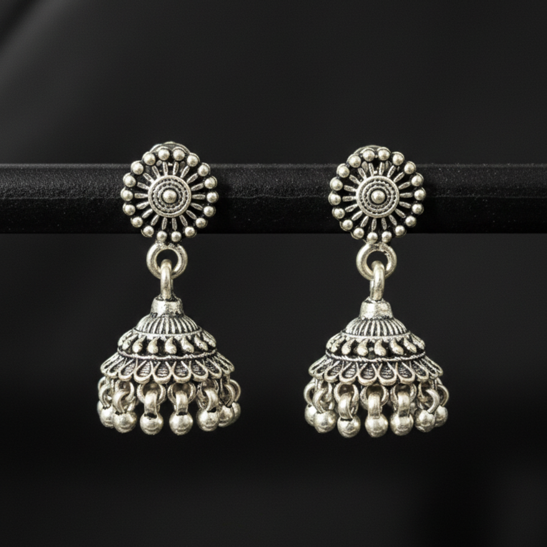 Roshini Silver Jhumka