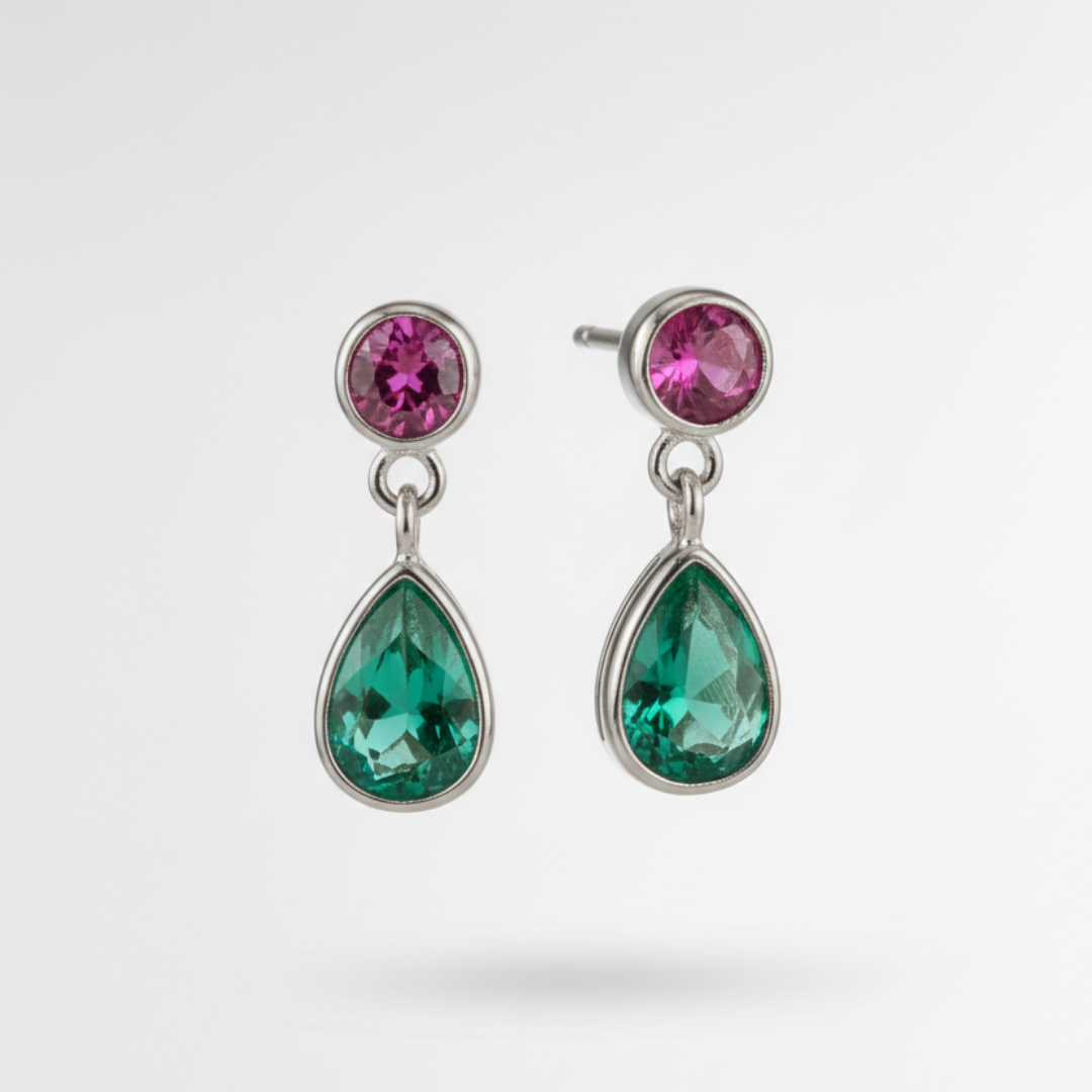 Ruby & Emerald Duet Necklace Set