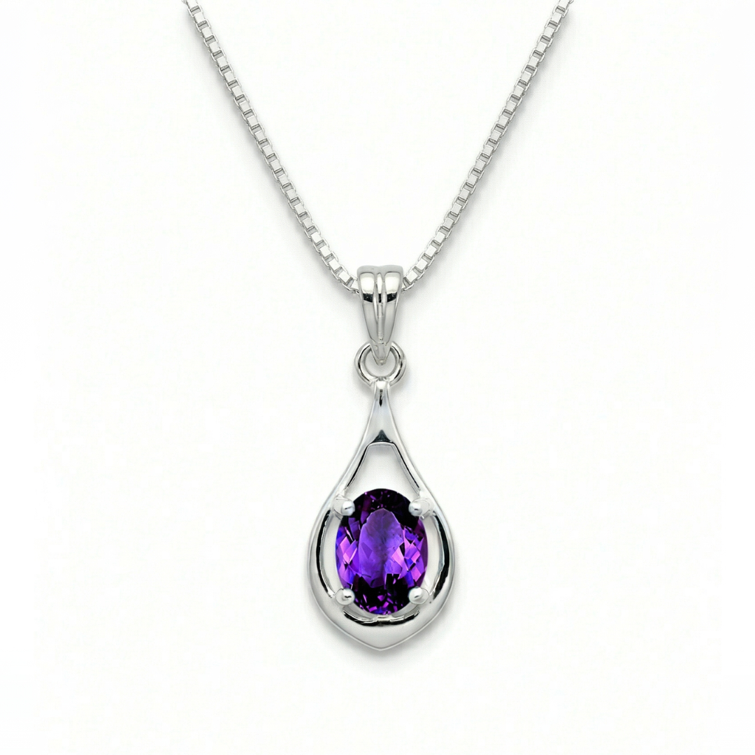The Dew Amethyst Pendant in 925 sterling silver