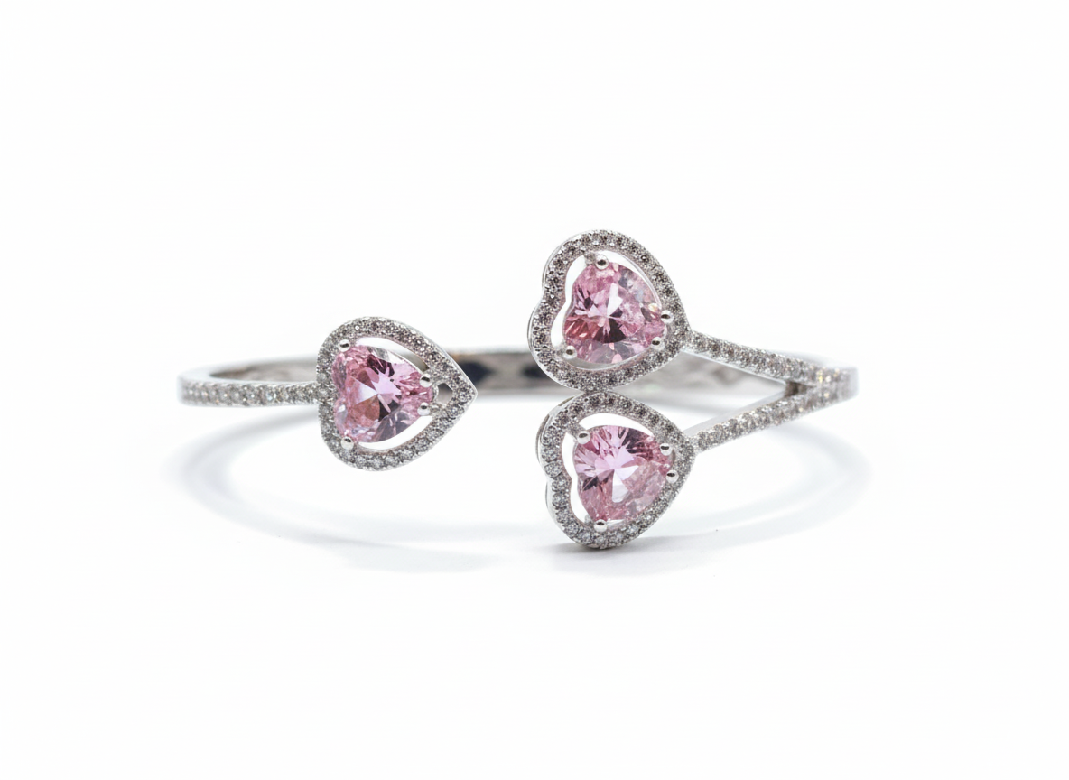 Trinity Silver Kada in pink