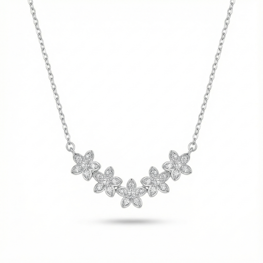 Wild Flower Blossom Silver Pendant Set