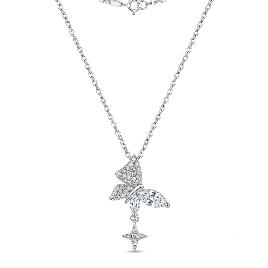 Butterfly Star Silver Necklace