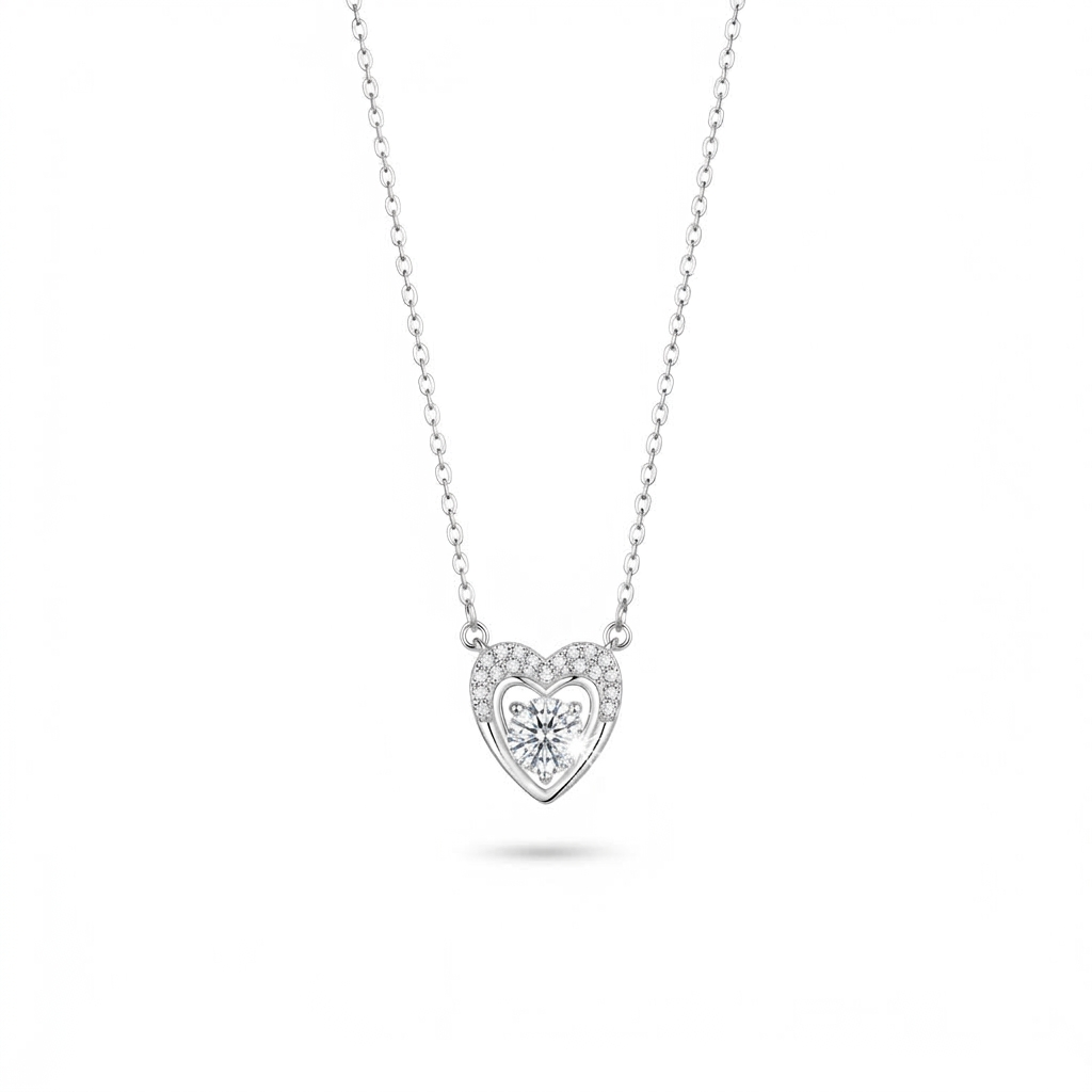 Halo Heart Silver Necklace