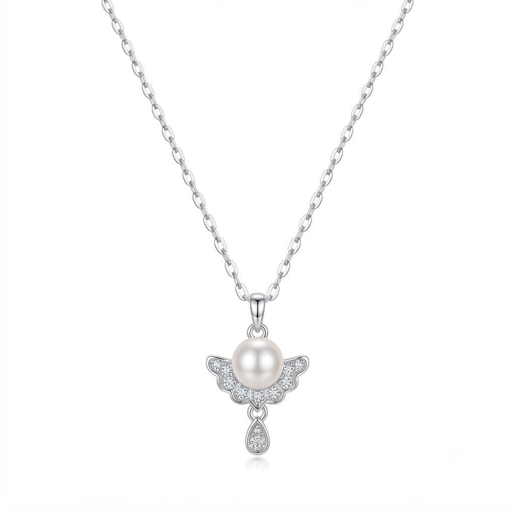 Pearl Angel Silver Necklace