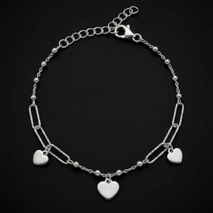 Heart Charm Minimal Silver Bracelet