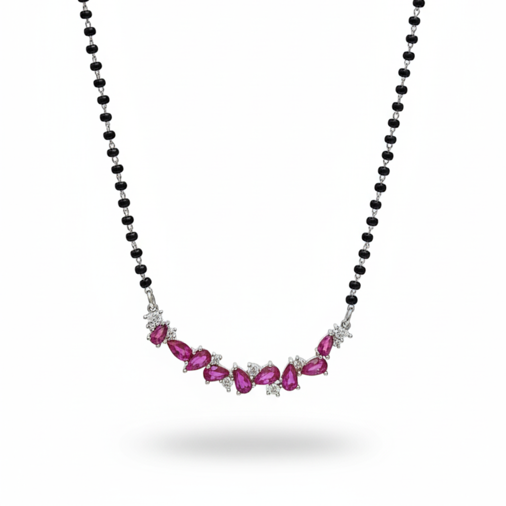 Ruby Blossom Silver Mangalsutra