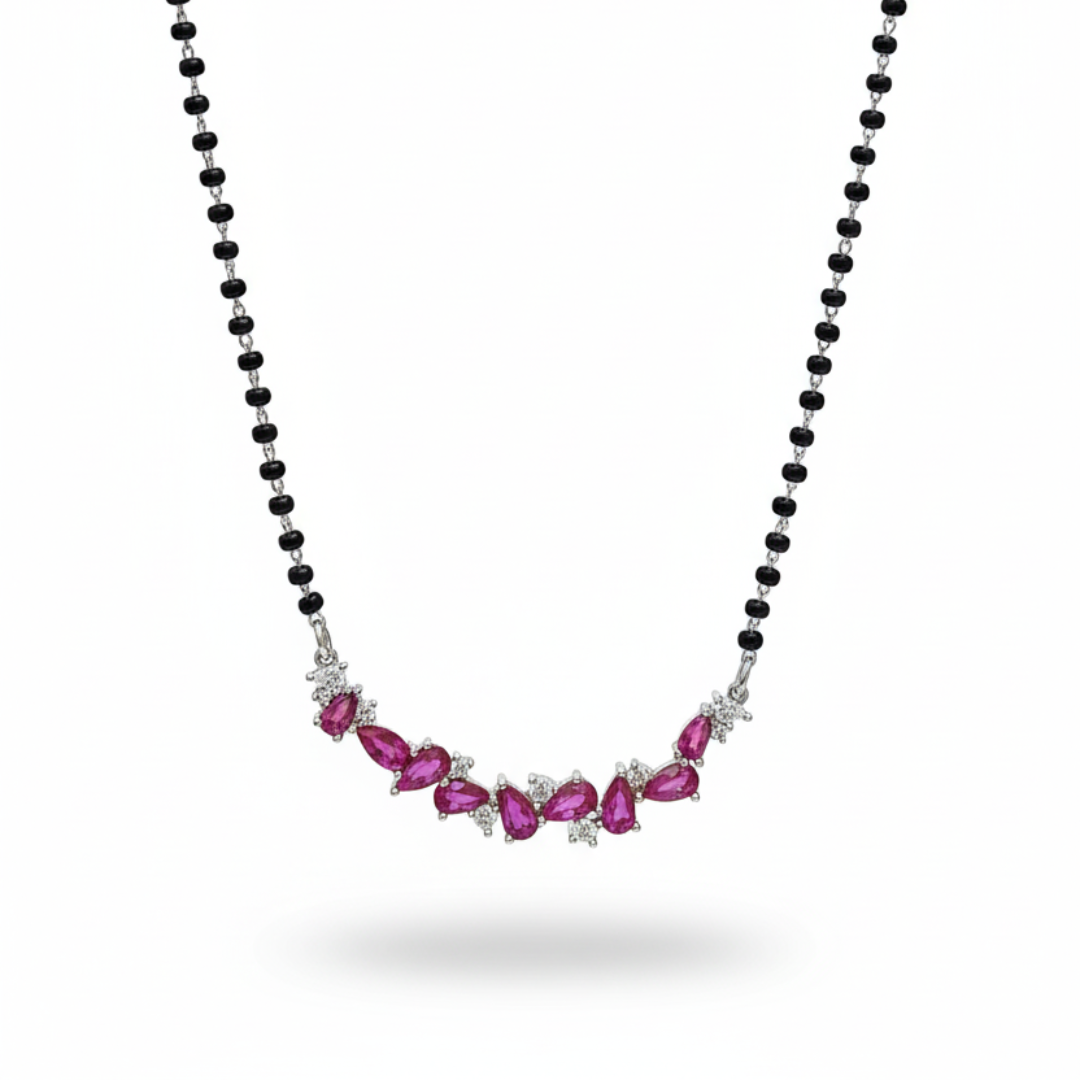 Ruby Blossom Silver Mangalsutra