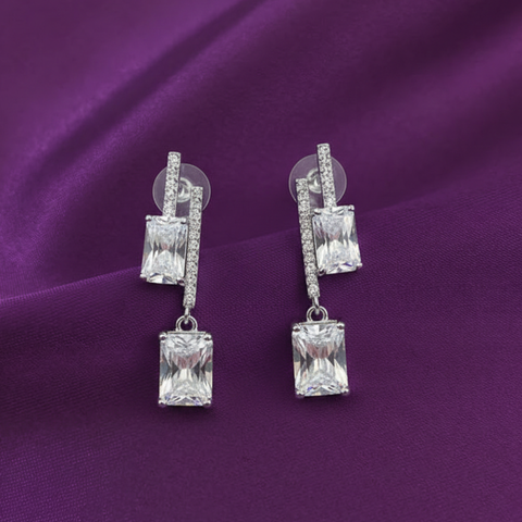 Baguette Cut Dangle Earrings in 925 sterling silver