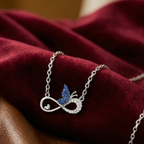 Blue Butterfly Infinity Silver Pendant