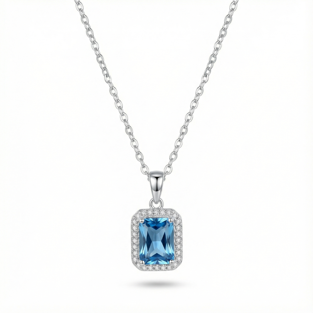 Blue Topaz Silver Pendant