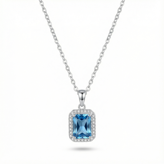 Blue Topaz Silver Pendant