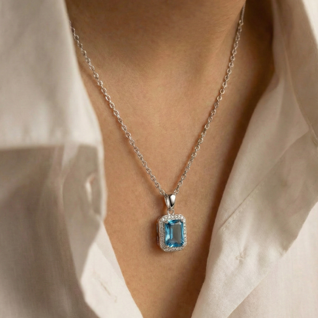 Blue Topaz Silver Pendant