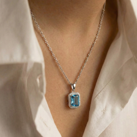 Blue Topaz Silver Pendant