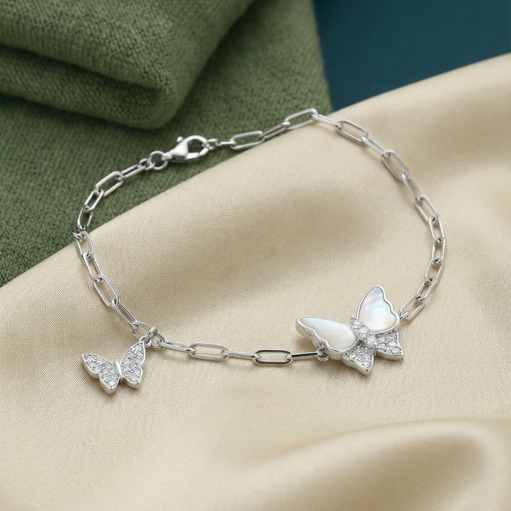 Butterfly Link Silver Bracelet