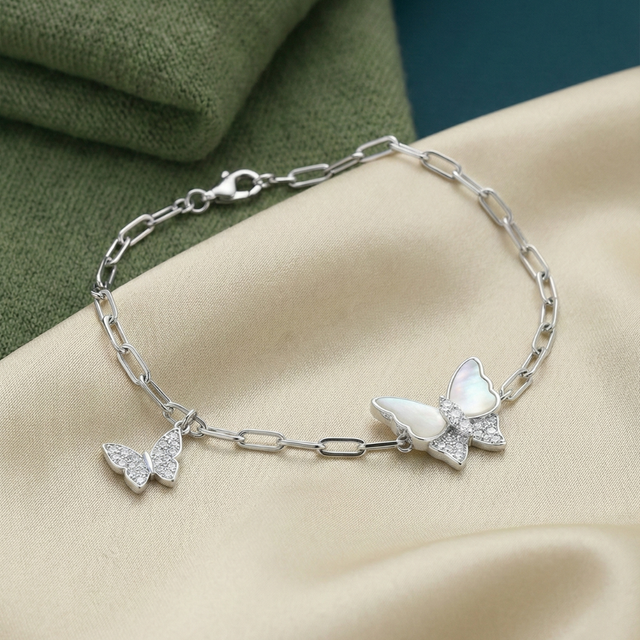 Butterfly Link Silver Bracelet in 925 sterling silver