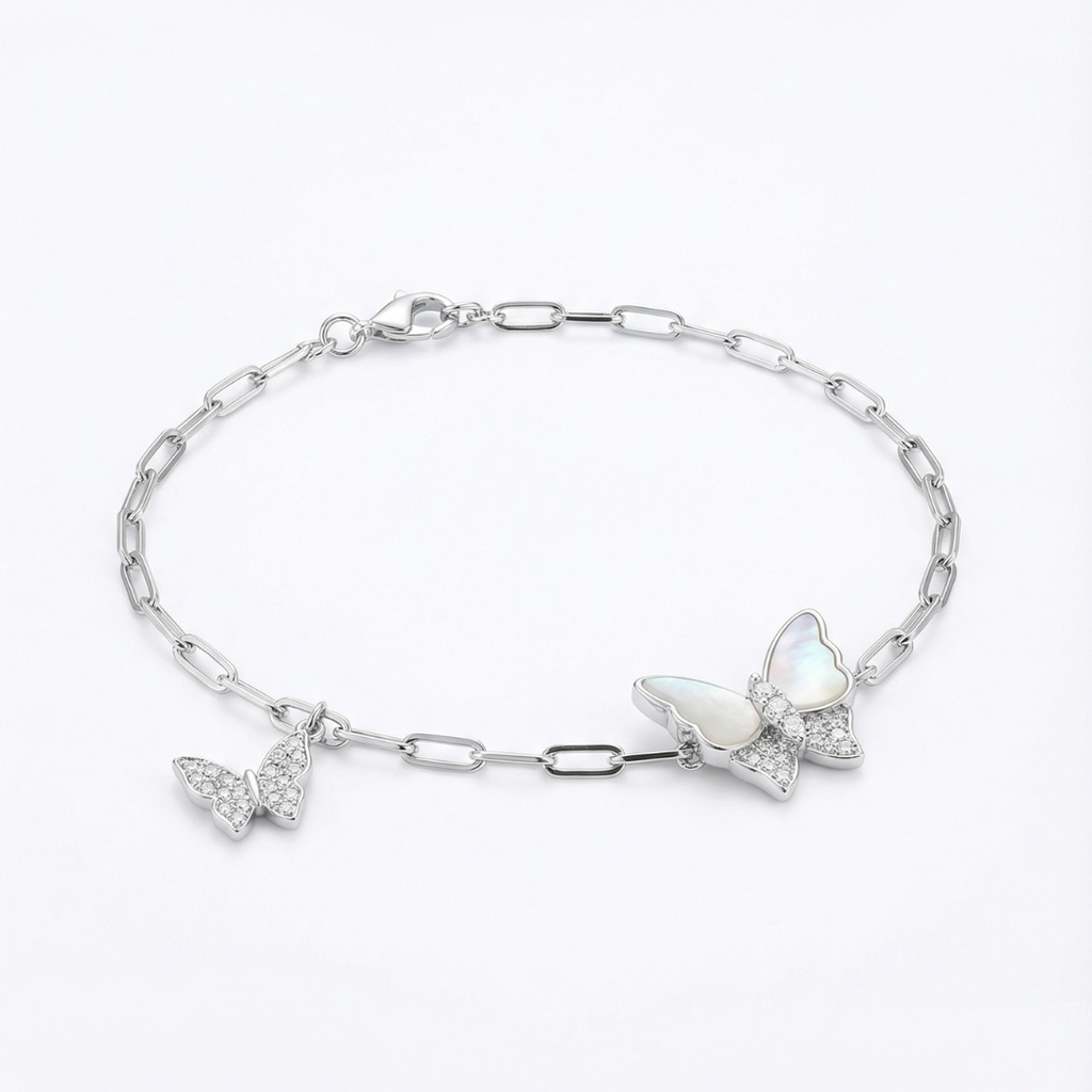 Butterfly Link Silver Bracelet