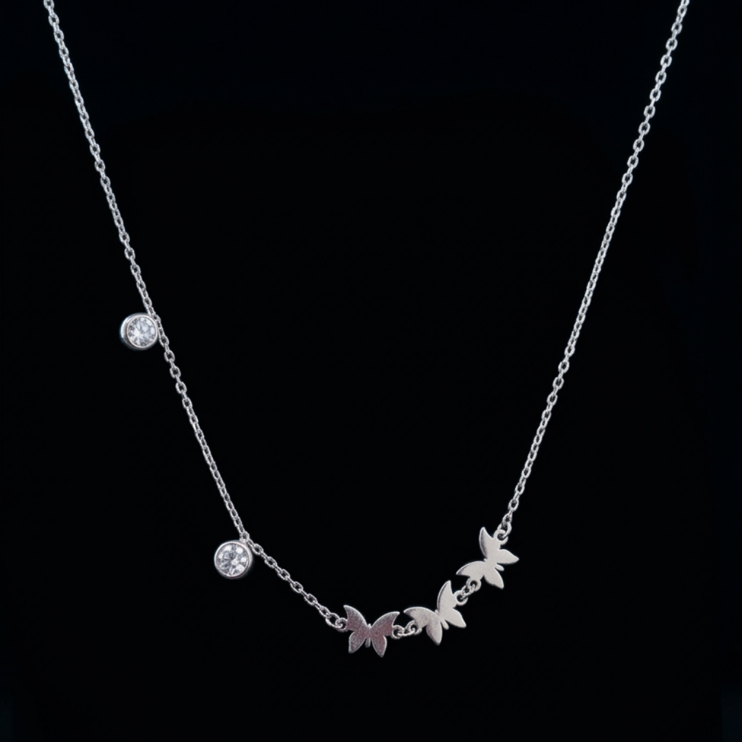 Butterfly Charm Silver Necklace