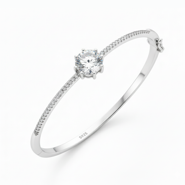Camellia Silver Kada in 925 sterling silver