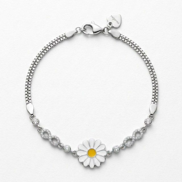 Daisies at Dawn Silver Bracelet in 925 sterling silver