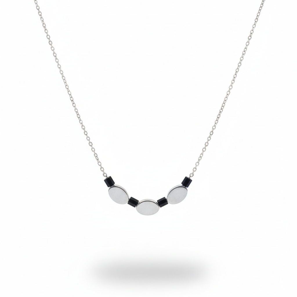 Flat Oval Disc Minimal Silver Mangalsutra