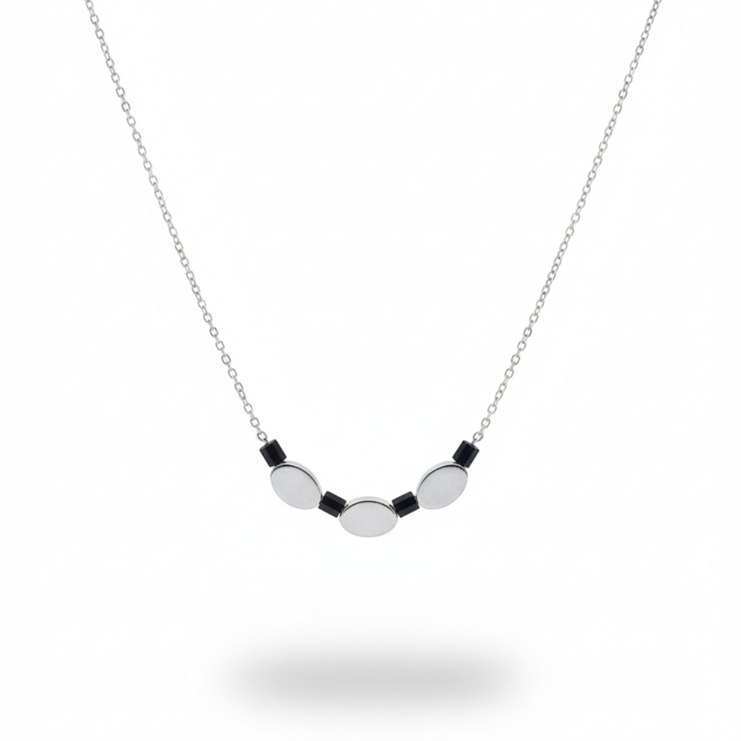 Flat Oval Disc Minimal Silver Mangalsutra