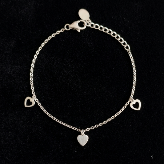 Fluttering Hearts Silver Bracelet