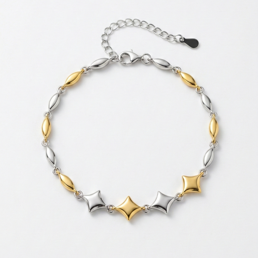 Gold Star Silver Bracelet