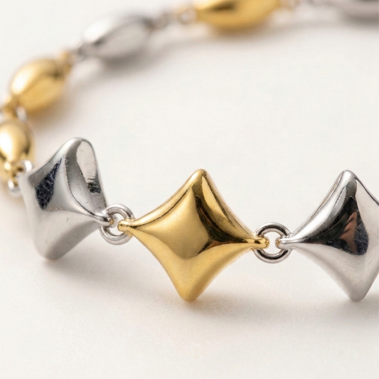 Gold Star Silver Bracelet