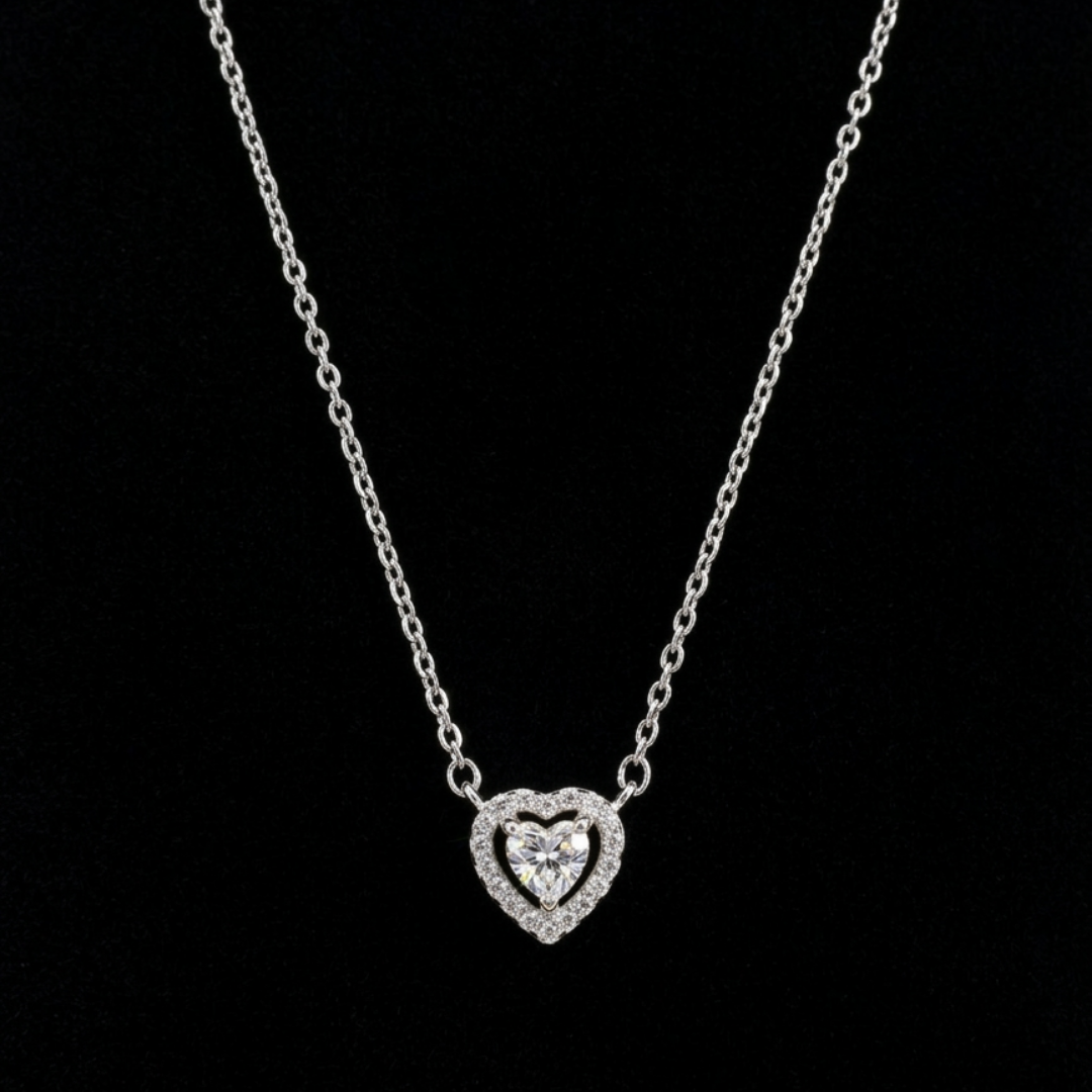 Halo Heart Silver Pendant
