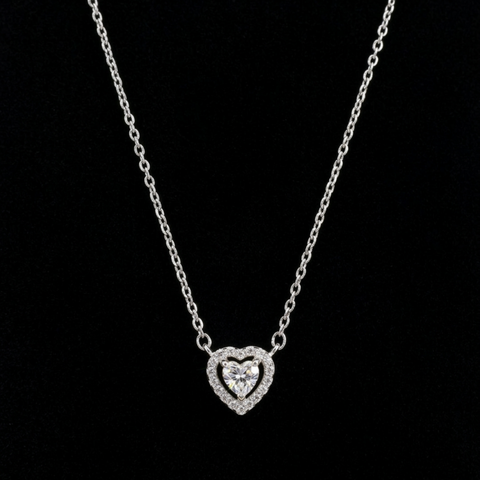Halo Heart Silver Pendant in 925 sterling silver