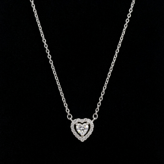 Halo Heart Silver Pendant