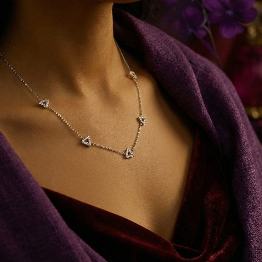 Heart Silver Station Necklace