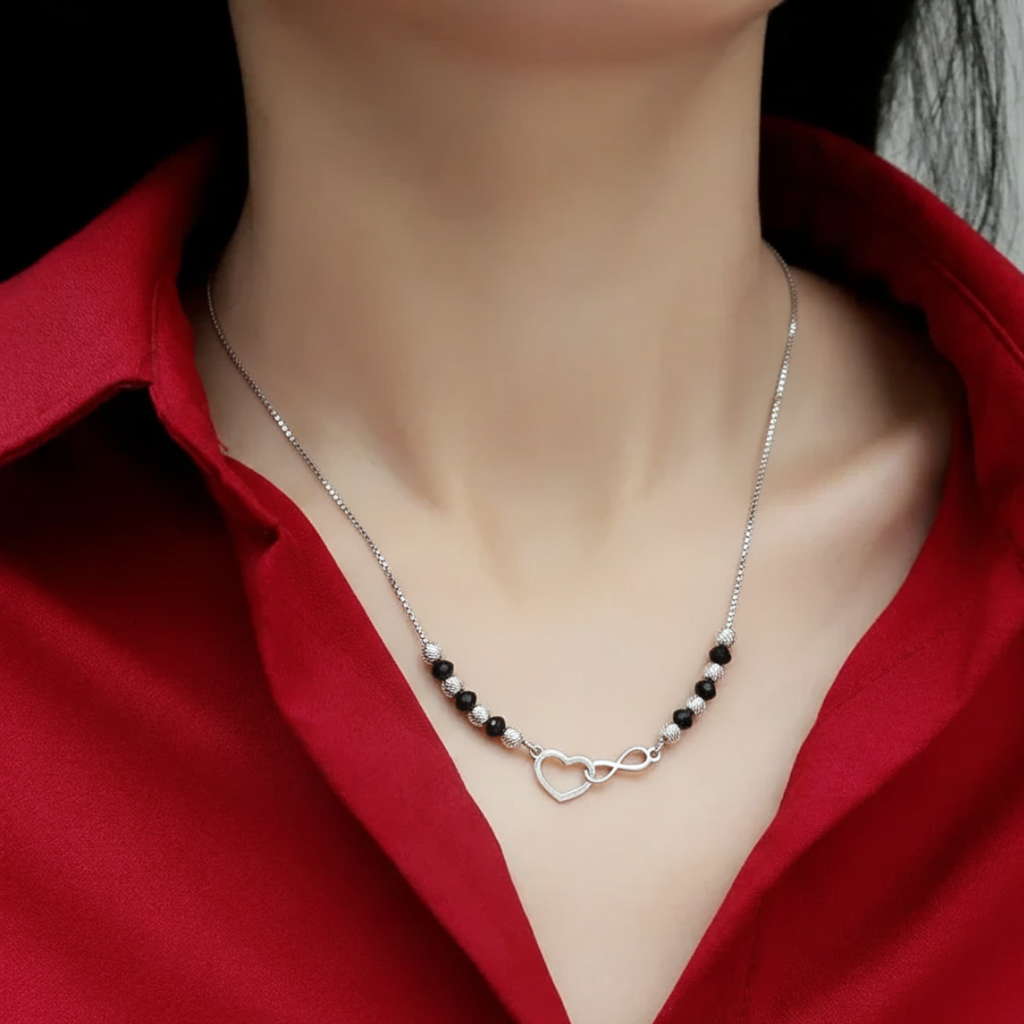 Infinity Heart Silver Mangalsutra