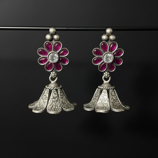 Lal Abha Silver Earrings