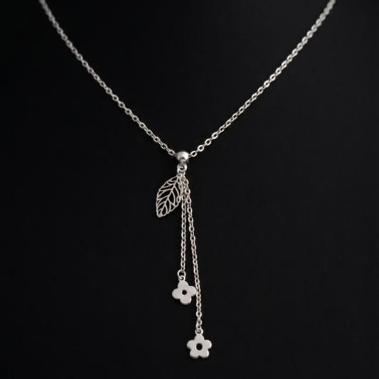 Leaf & Petal Lariat Silver Chain