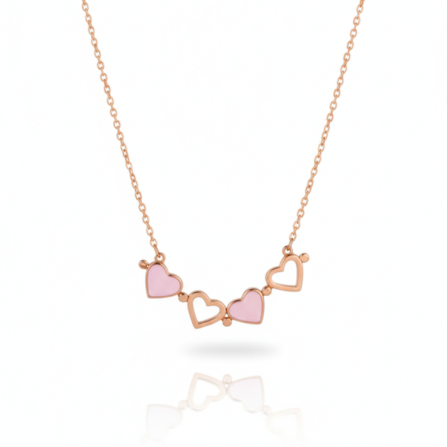 Magnetic Rosegold Clover Necklace in 925 sterling silver