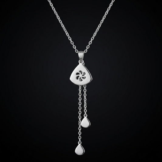 Mandala Silver Drop Pendant
