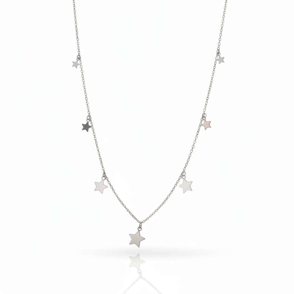 Minimal Star Silver Necklace Set