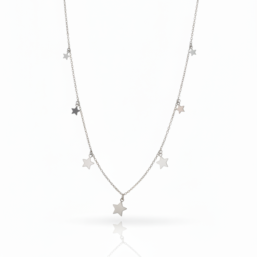 Minimal Star Silver Necklace Set
