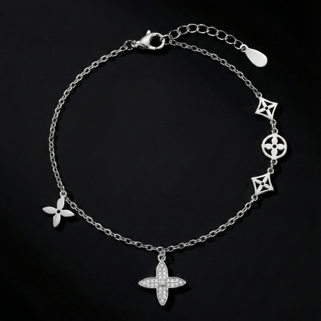 Poppy Silver Charm Bracelet