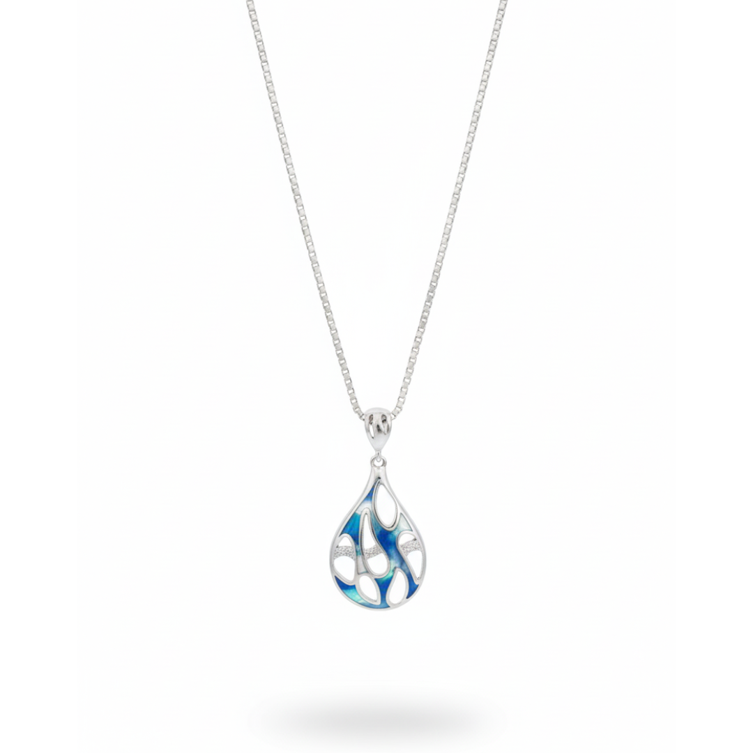 Ocean Bed Silver Enamel Pendant
