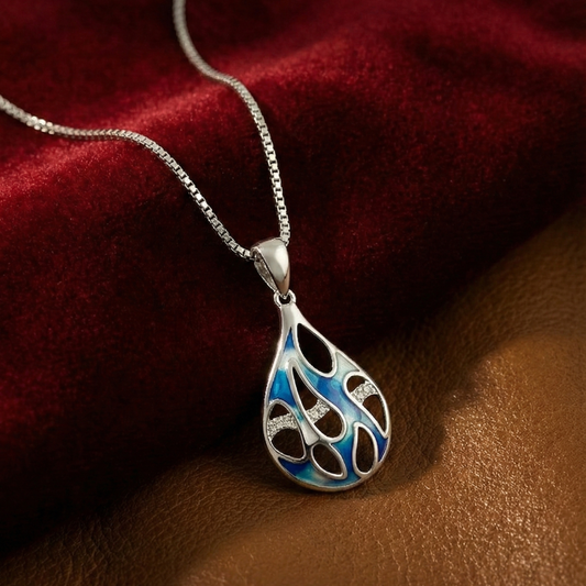Ocean Bed Silver Enamel Pendant