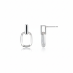 Oval Link Minimal Silver Earrings