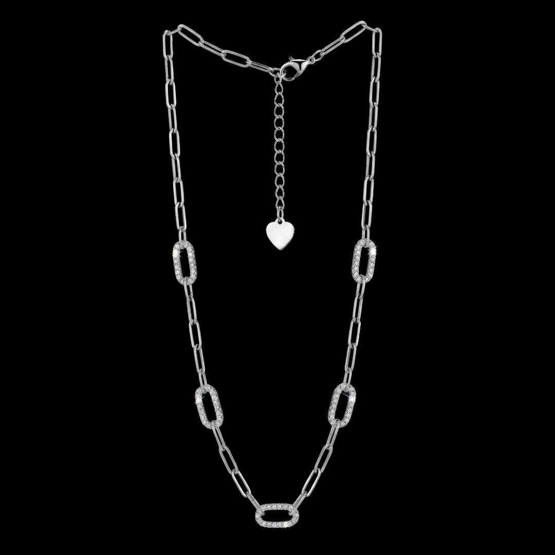 Pavé Link Silver Necklace