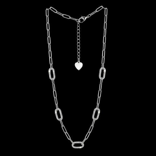 Pavé Link Silver Necklace